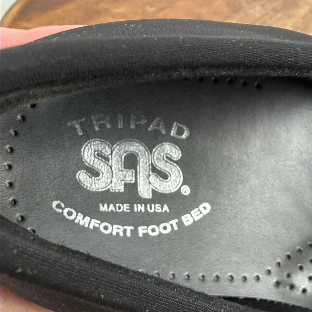 SAS Shoes Wm 9 M Bliss Black Comfort Wedge Slip On Loafer Tripad